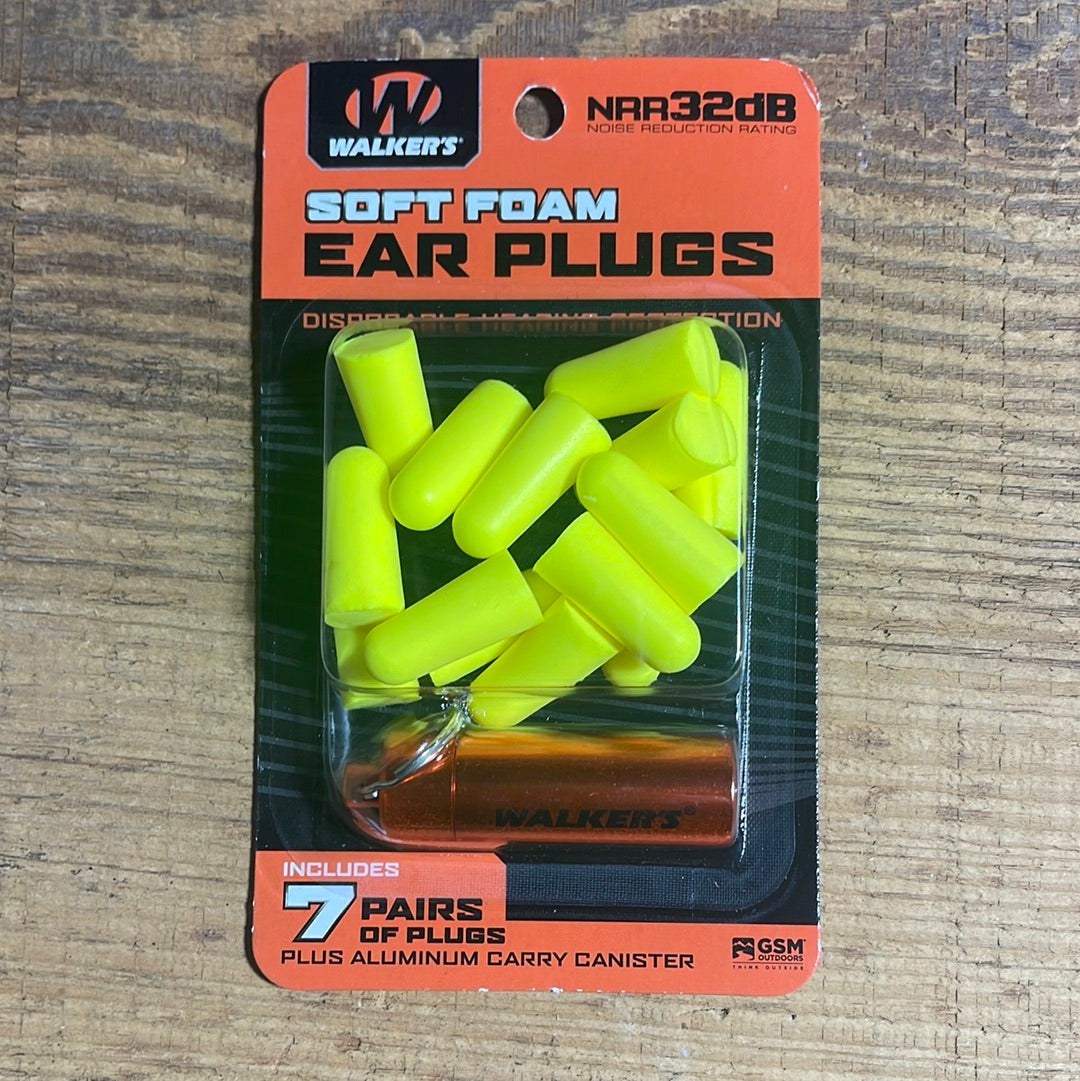 Walkers Soft Foam Ear Plugs- 7 Count Yellow