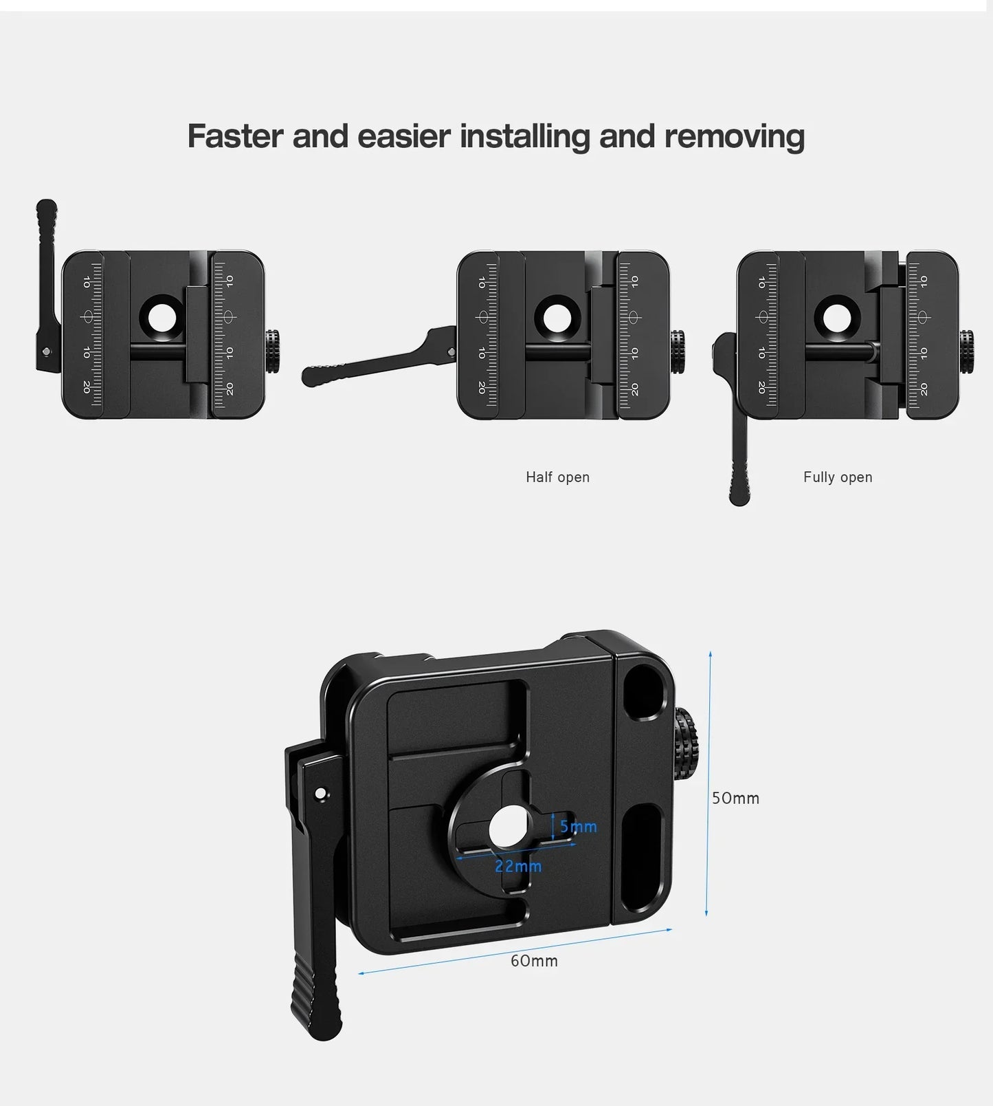Leofoto MA-40SC Rifle 40mm Lever-Control Rapid Lock Ball Head With Dual Arca / Picatinny Clamp
