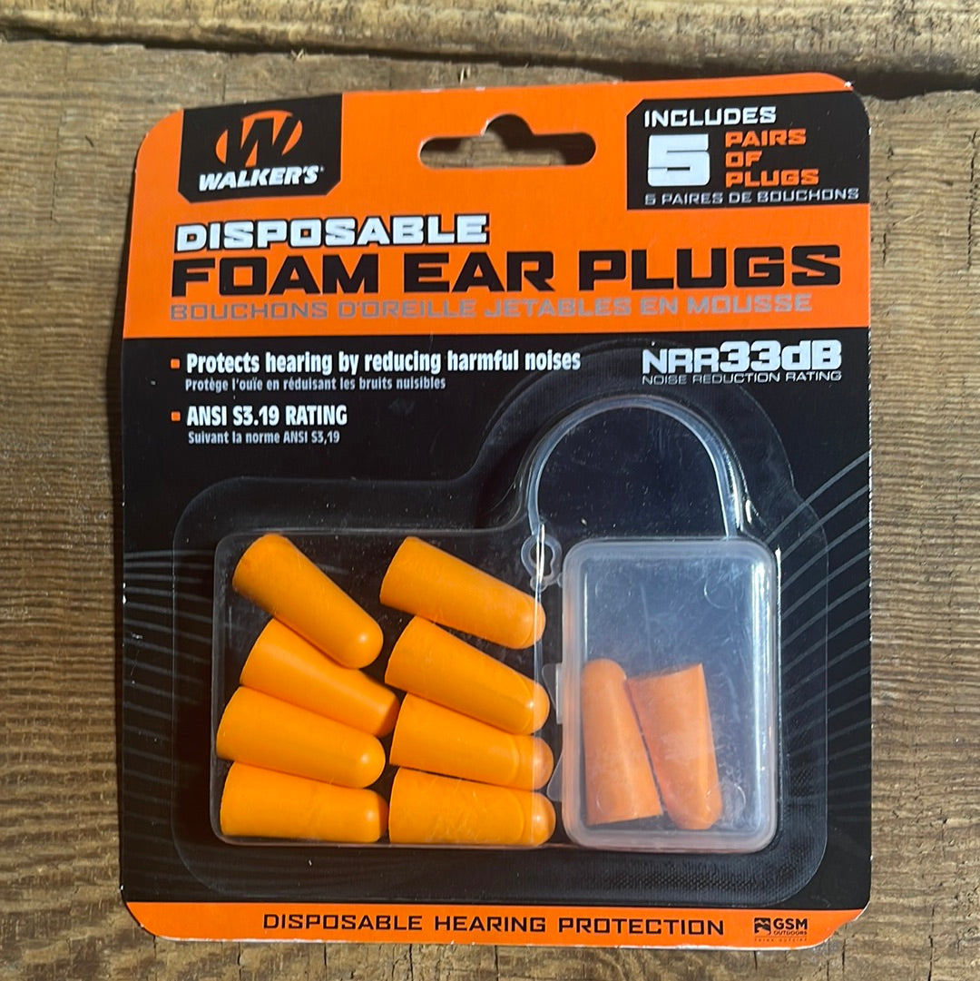 Walkers Disposable Foam Ear Plugs 5 Pairs