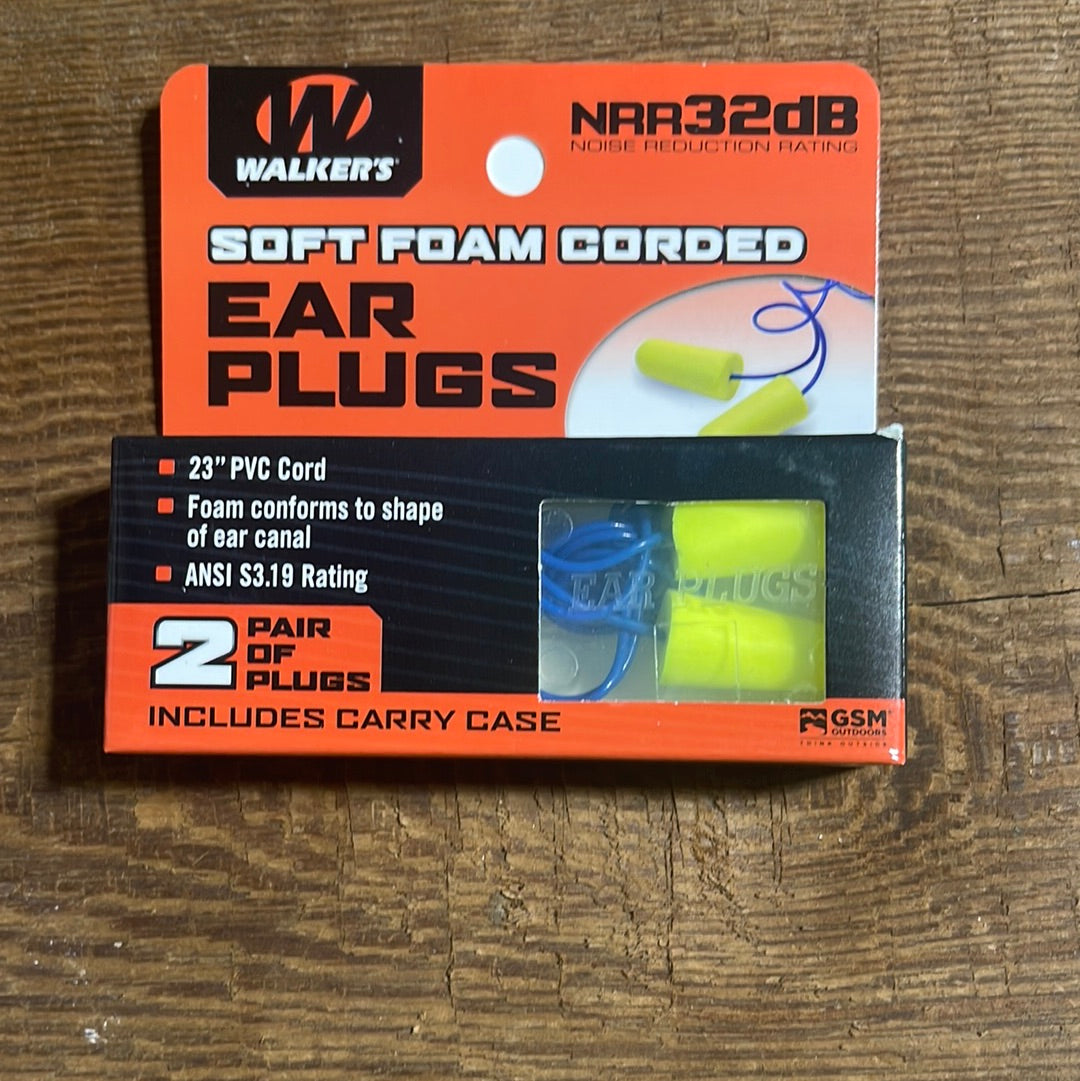Walkers Soft Foam Corded Ear Plugs